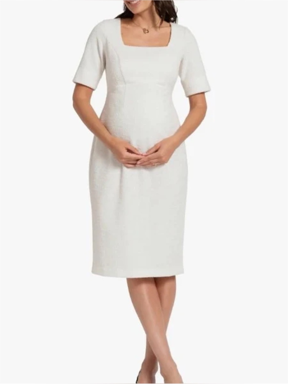 Seraphine Fauna Tweed Maternity Dress in White